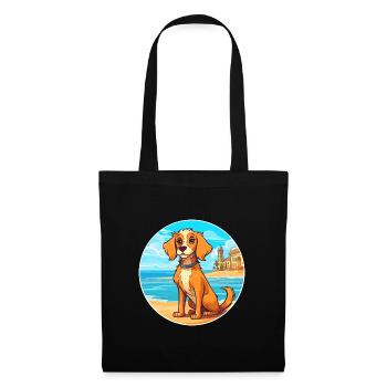 Havenese chien race dessin animé Kawaii Clipart chien animal de compagnie - Sac en tissu - noir - Devant