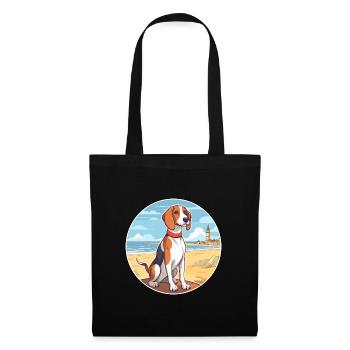 Français Tricolor Hound Dog race Cartoon Kawaii Dog - Sac en tissu - noir - Devant
