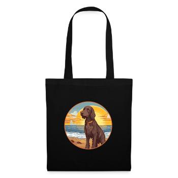 Allemand à poil long Pointer chien race Cartoon Kawaii - Sac en tissu - noir - Devant