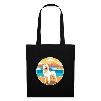 Jindo Dog Breed Cartoon Kawaii Clipart Watercolor - Tote Bag - black - Front