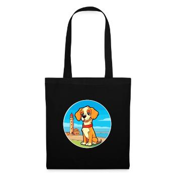 Italien Volpino chien race Cartoon Kawaii Clipart - Sac en tissu - noir - Devant