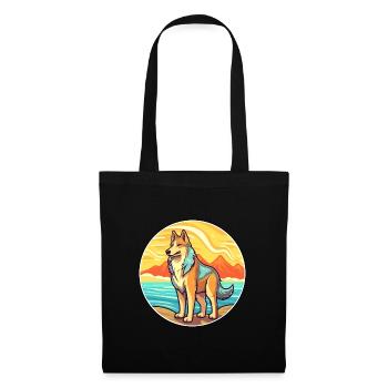 Kunming Wolfhund Hund Rasse Cartoon Kawaii Clipart - Stoffbeutel - Schwarz - Vorne
