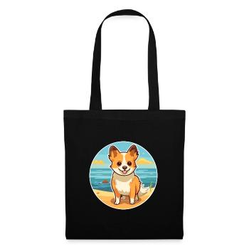 Lundehund chien race dessin animé kawaii clipart chien animal de compagnie - Sac en tissu - noir - Devant