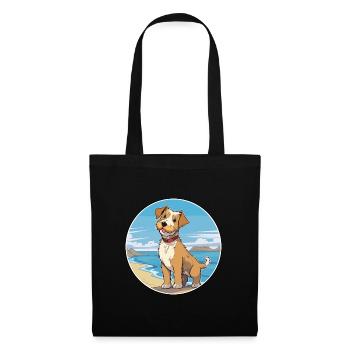 Lucas Terrier chien race dessin animé Kawaii Clipart chien - Sac en tissu - noir - Devant