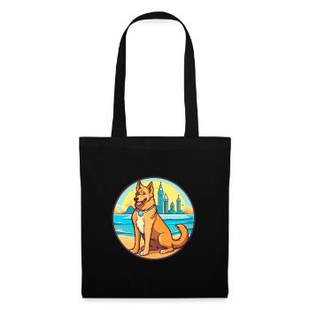 König Schäferhund Rasse Cartoon Kawaii Clipart Hund - Stoffbeutel - Schwarz - Vorne