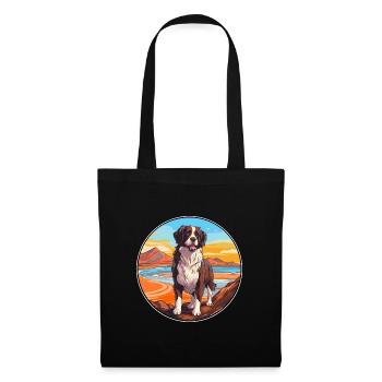 Landseer chien race dessin animé kawaii clipart chien animal de compagnie - Sac en tissu - noir - Devant