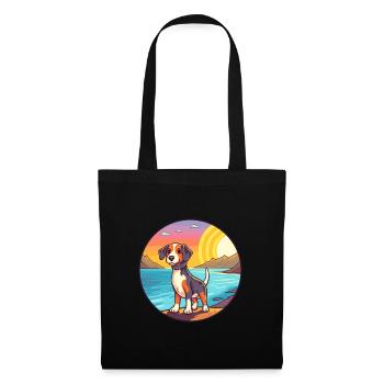Nouvelle-Zélande Tête Chien Race Cartoon Kawaii Chien - Sac en tissu - noir - Devant