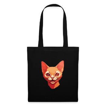 Illustration à l’aquarelle de dessin animé Devon Rex chat rouge - Sac en tissu - noir - Devant