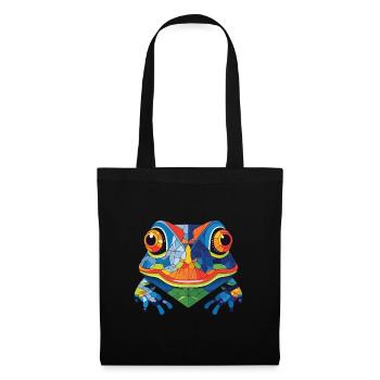 Bunte Aquarell-Tierhaustierillustration des Frosches - Stoffbeutel - Schwarz - Vorne