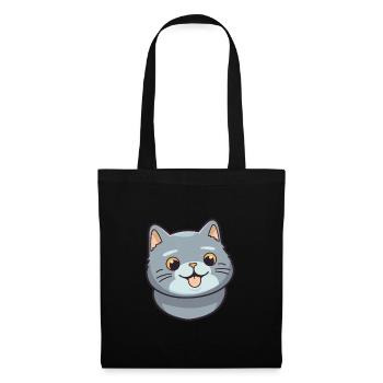 Britische Falte Kurzhaar Katze Karikatur Aquarell Kunst - Stoffbeutel - Schwarz - Vorne