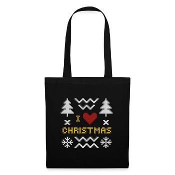 Conception de motif en tricot de coeur de Noël - Sac en tissu - noir - Devant