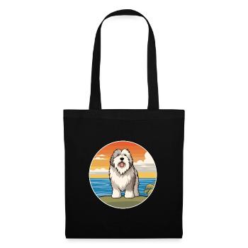 Vieux chien de berger anglais race de chien de dessin animé Kawaii chien - Sac en tissu - noir - Devant