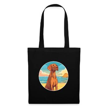 Vizsla chien race dessin animé Kawaii Clipart aquarelle - Sac en tissu - noir - Devant