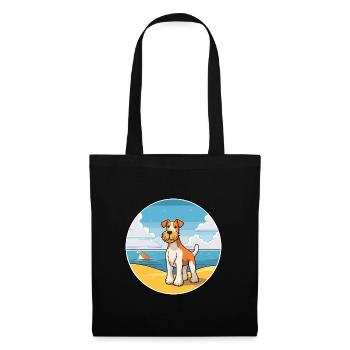 draht foxterrier hunderasse cartoon kawaii clipart - Stoffbeutel - Schwarz - Vorne