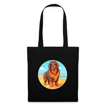 Tibetischer Mastiff Hund Rasse Cartoon Kawaii Clipart - Stoffbeutel - Schwarz - Vorne