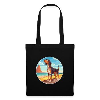 Serbe tricolore chien chien race dessin animé Kawaii - Sac en tissu - noir - Devant