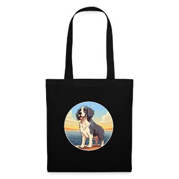 Stabyhoun chien race dessin animé kawaii clipart chien animal de compagnie - Sac en tissu - noir - Devant