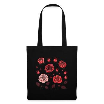 Roses rouges - Sac en tissu - noir - Devant