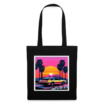 80s car on the road to Los Angeles - Tote Bag - black - Front