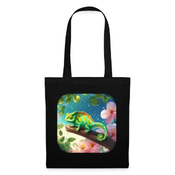Caméléon avec des fleurs Fleurs - Sac en tissu - noir - Devant