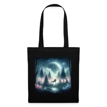 Licorne dans la forêt enchantée Mysticisme au clair de lune - Sac en tissu - noir - Devant