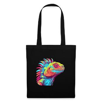 Iguana Colorful Watercolor Cartoon Kawaii Animal - Tote Bag - black - Front