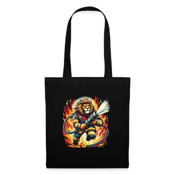 Lion, Firefighter, Firefighter, Flames, Hero - Tote Bag - black - Front