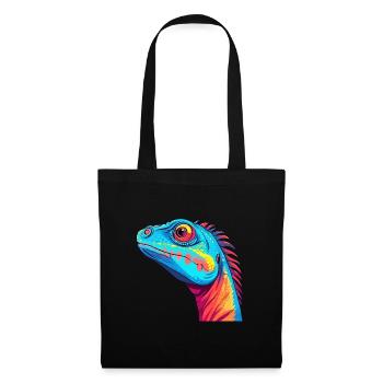 Lézard Aquarelle Colorée Dessin Animé Kawaii Animal - Sac en tissu - noir - Devant