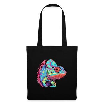 Chameleon Colorful Watercolor Cartoon Kawaii Anima - Tote Bag - black - Front