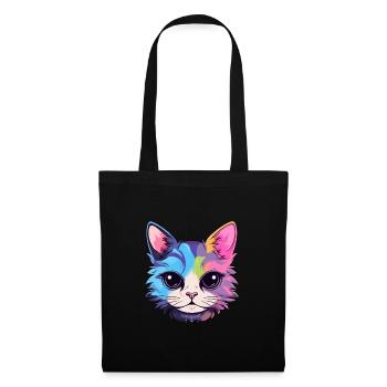 Chaton coloré aquarelle dessin animé kawaii animal - Sac en tissu - noir - Devant