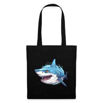 Requin Aquarelle Colorée Dessin Animé Kawaii Animal - Sac en tissu - noir - Devant