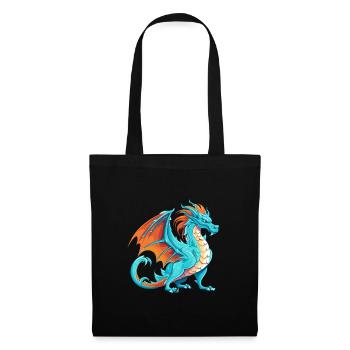 Dragon Aquarelle Colorée Dessin Animé Kawaii Animal - Sac en tissu - noir - Devant