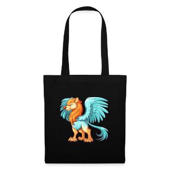 Griffon Aquarelle Colorée Dessin Animé Kawaii Animal - Sac en tissu - noir - Devant