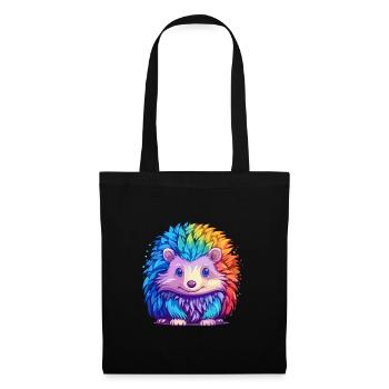 Igel Buntes Aquarell Cartoon Kawaii Tier - Stoffbeutel - Schwarz - Vorne