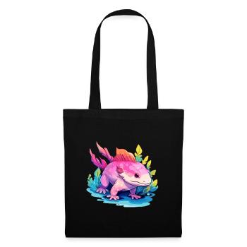 Axolotl Aquarelle Colorée Dessin Animé Kawaii Animal - Sac en tissu - noir - Devant