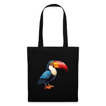 Toucan Colorful Watercolor Cartoon Kawaii Animal - Tote Bag - black - Front