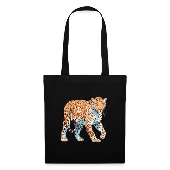 Amur Leopard Colorful Watercolor Cartoon Kawaii An - Tote Bag - black - Front