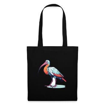 Ibis Colorful Watercolor Cartoon Kawaii Animal - Tote Bag - black - Front