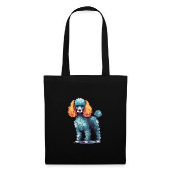 Caniche Chien Aquarelle Colorée Dessin Animé Kawaii Anim - Sac en tissu - noir - Devant