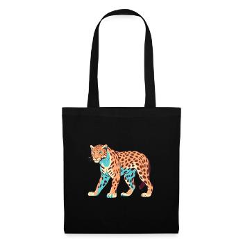 Jaguar Aquarelle Colorée Dessin Animé Kawaii Animal - Sac en tissu - noir - Devant