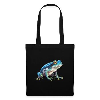 Grenouille Aquarelle Colorée Dessin Animé Kawaii Animal - Sac en tissu - noir - Devant