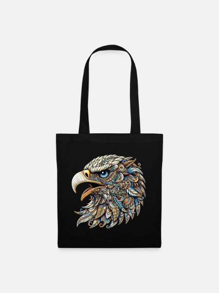 Adler mit Mandalas verziert - Stoffbeutel - Schwarz