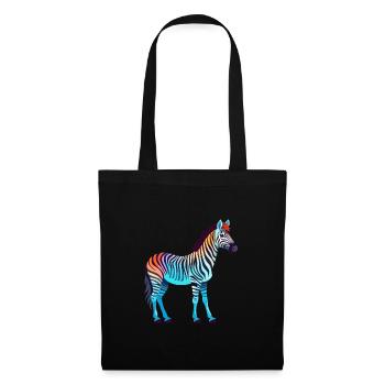 Zebra buntes Aquarell Cartoon Kawaii Tier - Stoffbeutel - Schwarz - Vorne