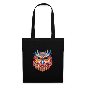 Owl Colorful Watercolor Cartoon Kawaii Animal - Tote Bag - black - Front