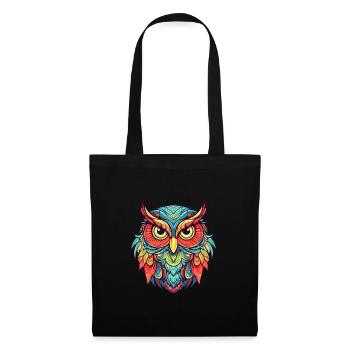 Owl Colorful Watercolor Cartoon Kawaii Animal - Tote Bag - black - Front