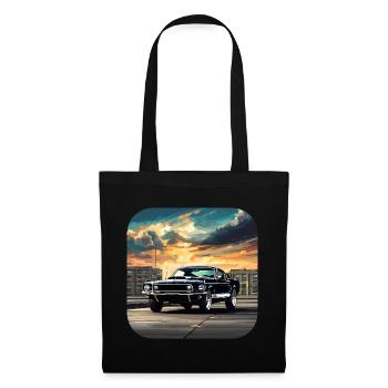 Oldtimer Auto Turbo Rallye im Sonnenuntergang - Stoffbeutel - Schwarz - Vorne