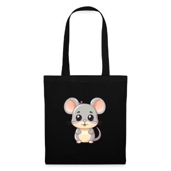 Niedliche Maus Kawaii Cartoon Aquarell Tierhaustier - Stoffbeutel - Schwarz - Vorne