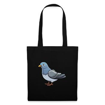 Pigeon Mignon Dessin Animé Kawaii Aquarelle Animal De Compagnie - Sac en tissu - noir - Devant