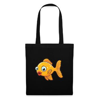 Fisch niedliche Karikatur Kawaii Aquarell Tier Haustier - Stoffbeutel - Schwarz - Vorne
