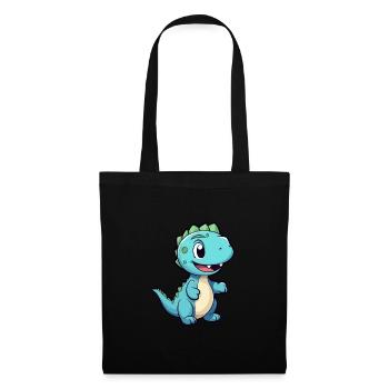 Dinosaure Mignon Dessin Animé Kawaii Aquarelle Animal Animal De Compagnie - Sac en tissu - noir - Devant